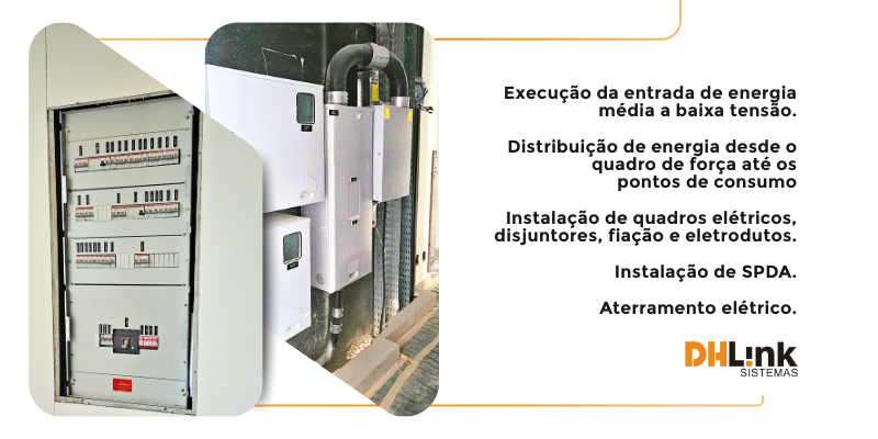 Conjunto de sistemas responsáveis por distribuir energia elétrica dentro de edifícios residenciais, comerciais ou industriais.
